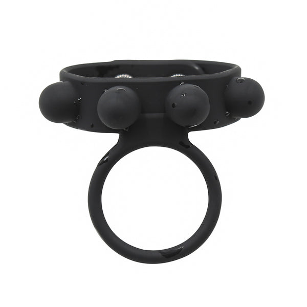 Cock Ring - Ball Spreader Silicone Black Ring snap