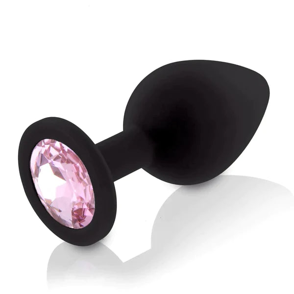 Butt Plug - Large Silicone Anal Plug with Gem (8 Color Options)