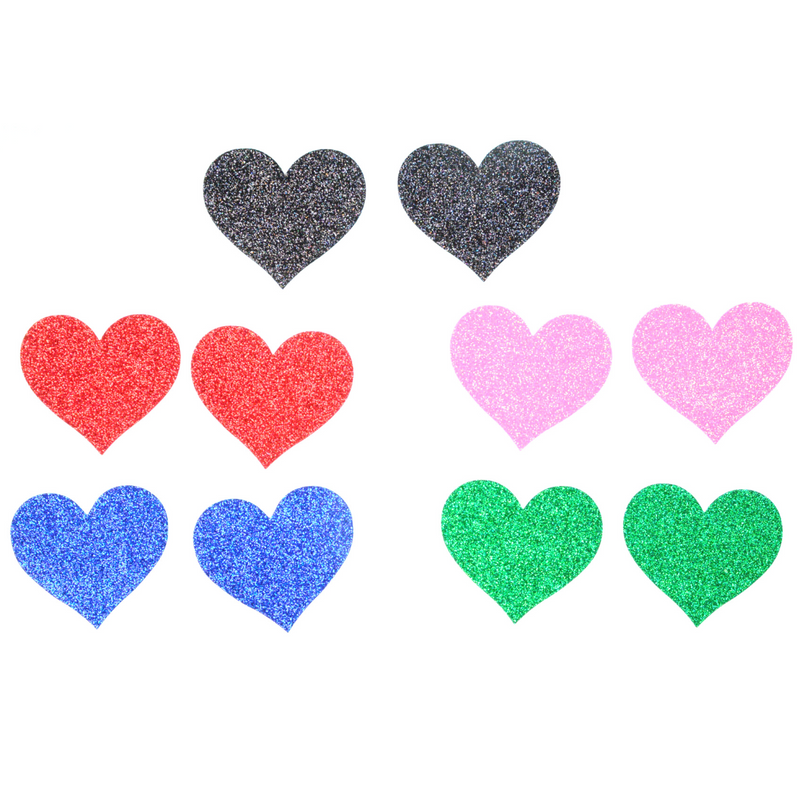 Pasties - Glitter Heart Assorted color Nipple Cover 5 pair Pack