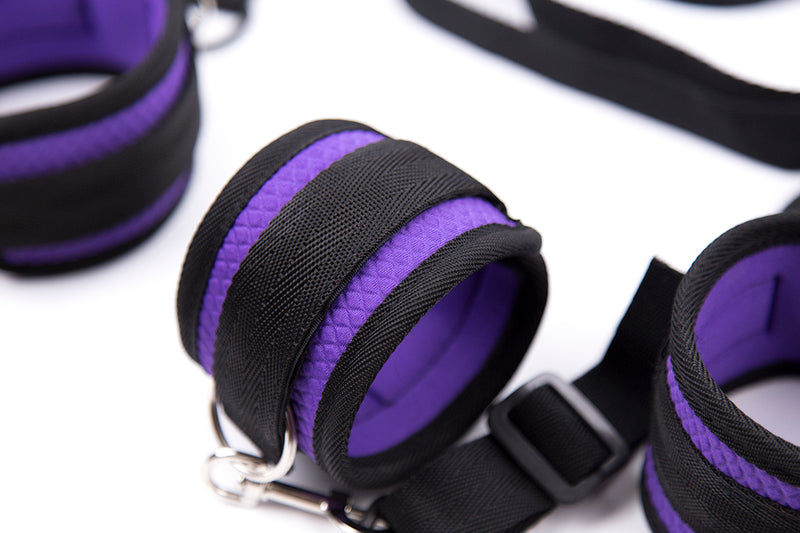 Bondage Kit - Neoprene Bed Cuff Kit Purple