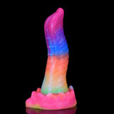 Rainbow Ribbed Luminous Dildo