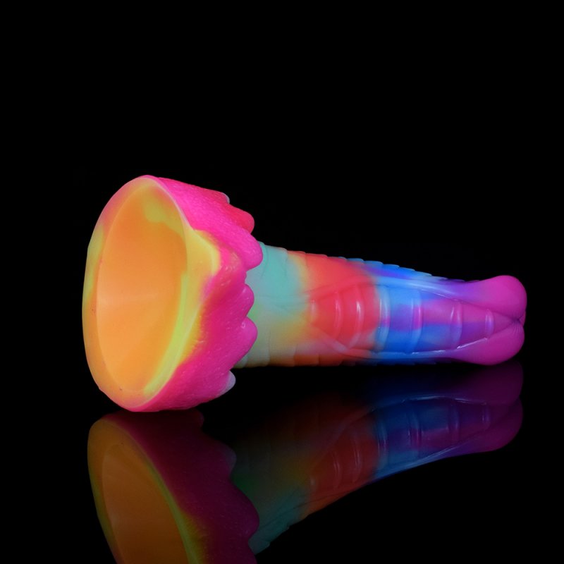 Rainbow Ribbed Luminous Dildo