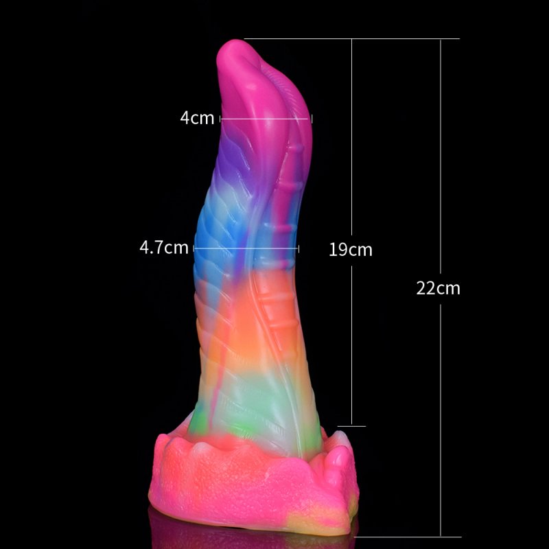 Rainbow Ribbed Luminous Dildo