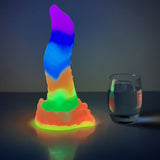 Rainbow Ribbed Luminous Dildo