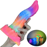 Rainbow Ribbed Luminous Dildo