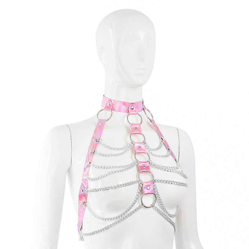 Hologram PVC with Chain Halter Bra Top (3 colors)