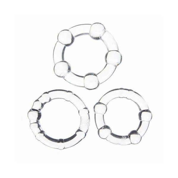 Clear Beaded 3 pack cockrings 