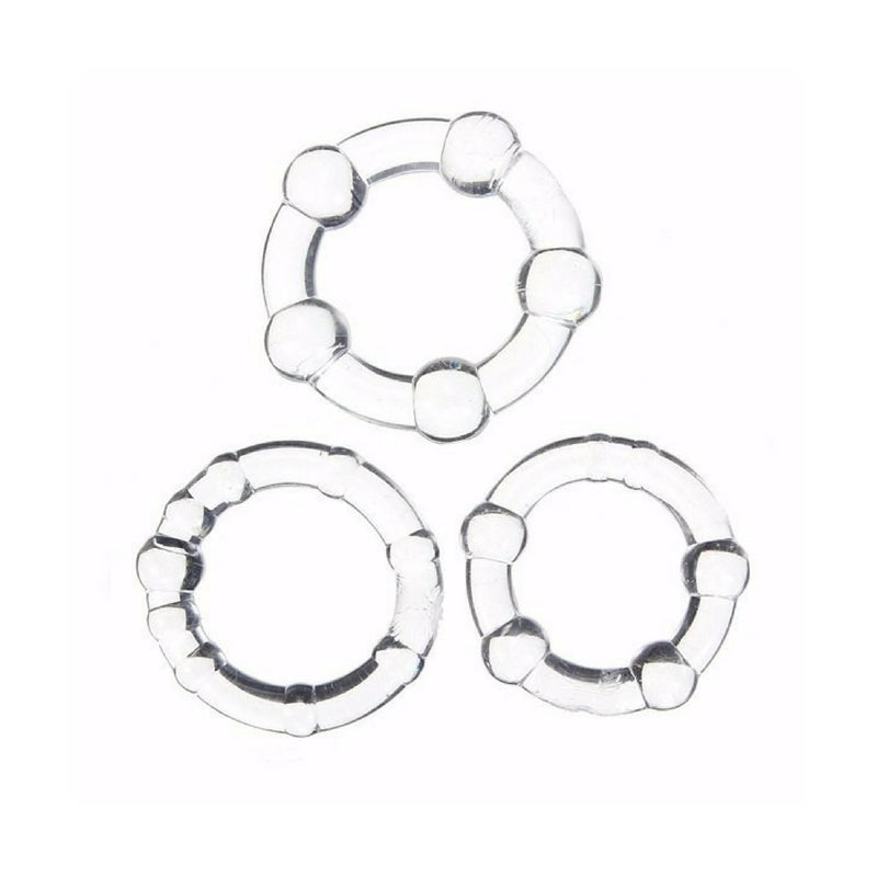Clear Beaded 3 pack cockrings 