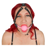 Pink Ball Gag PVC Face Harness