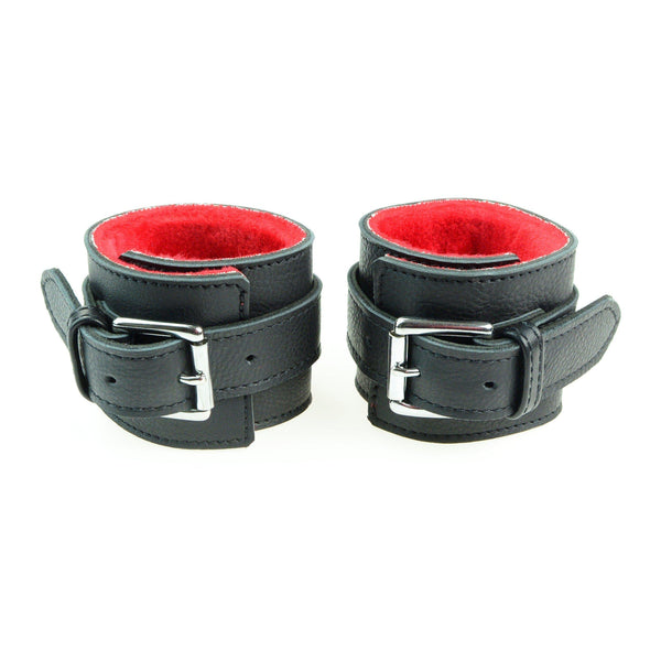 Genuine Leather with shaved Faux Fur Lining Bondage Cuff-FBOND-The Love Zone - Leather sex cuffs