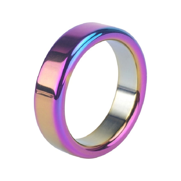 Cock Ring - Penis Ring - Rainbow Anodized Stainless Steel Band Cock (3 sizes)