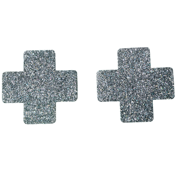 Black Glitter Cross pasties for women - nippys cover
