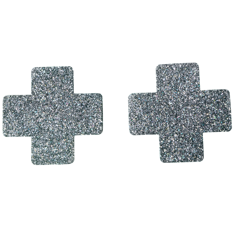 Black Glitter Cross pasties for women - nippys cover