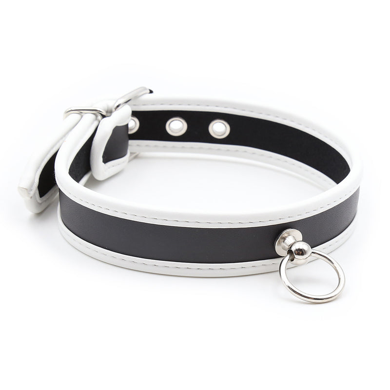 Collar - PVC Slave Collar with Piping and D Ring (3 color) Heavy Duty