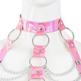 Hologram PVC with Chain Halter Bra Top (3 colors)