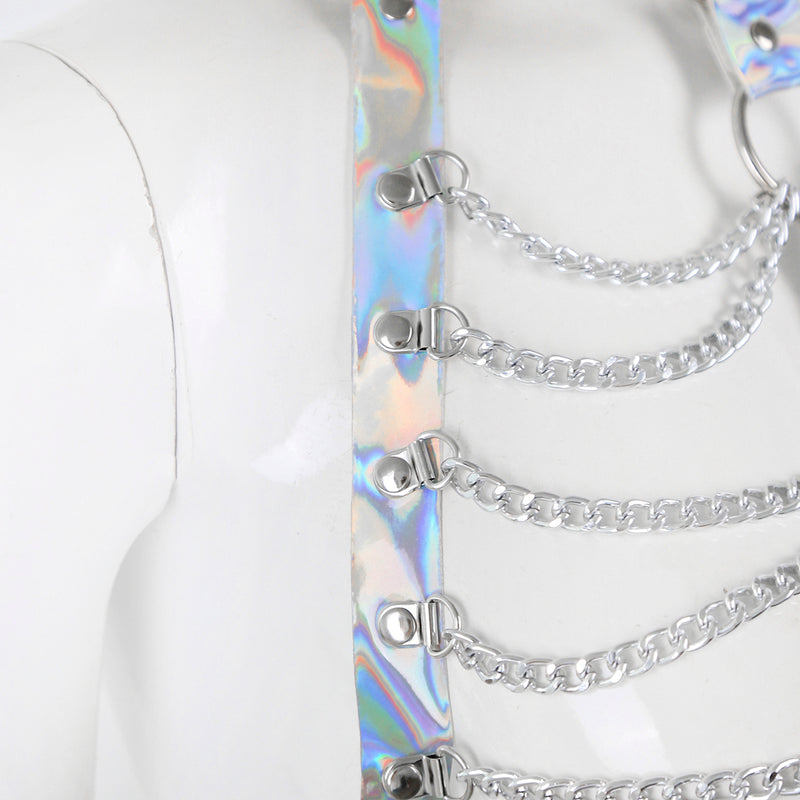 Hologram PVC with Chain Halter Bra Top (3 colors)