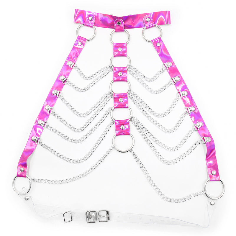 Hologram PVC with Chain Halter Bra Top (3 colors)