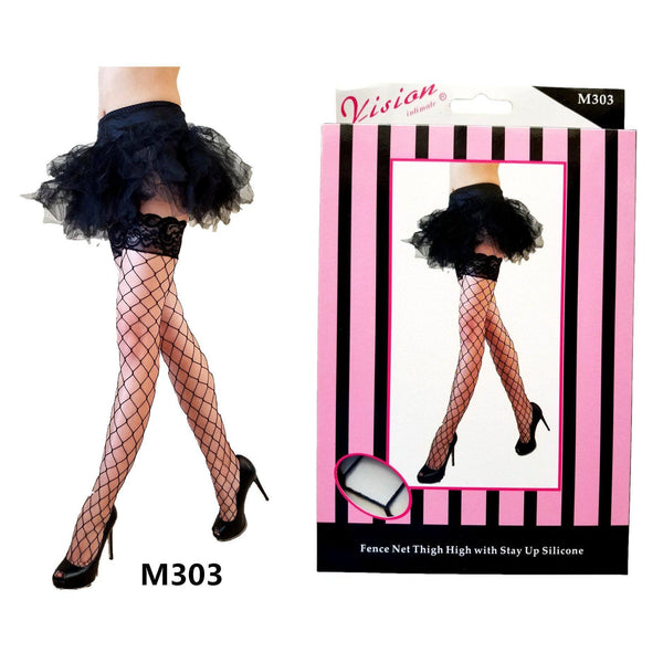 Fence net jumbo fish net stockings stay up sexy black 