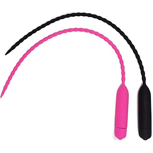 Long Silicone Urethral Vibe (Black)-Fetish Stuff-The Love Zone