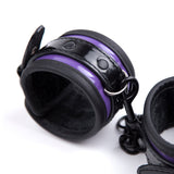 vegan leather purple handcuffs - bondage wrist restraints