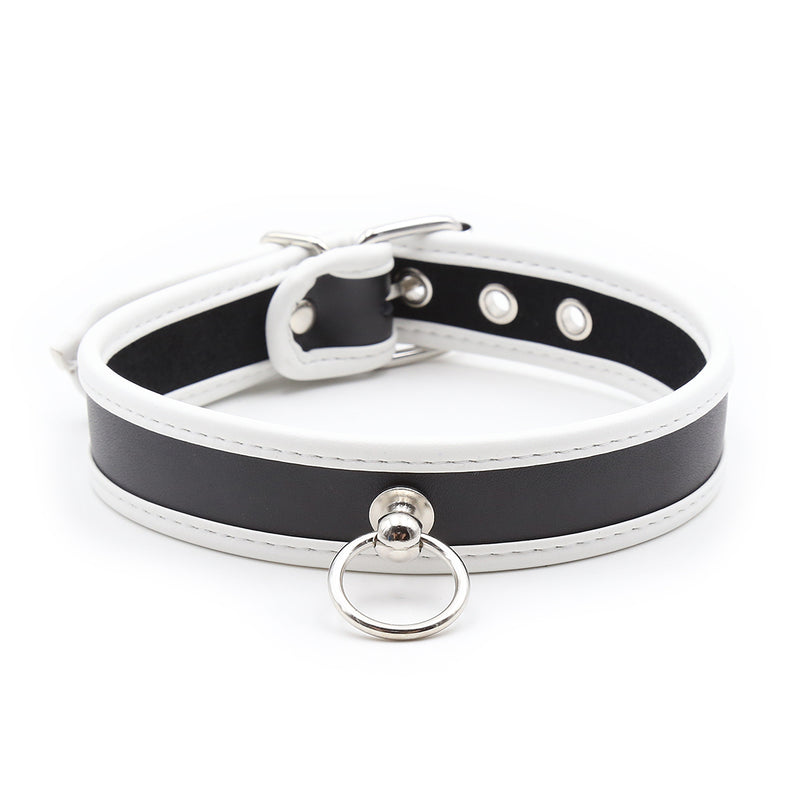 Collar - PVC Slave Collar with Piping and D Ring (3 color) Heavy Duty