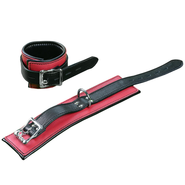 Cuff Wrist - Red with Black Buckle Strap-Fetish/Bondage-The Love Zone - wrists cuffs sex