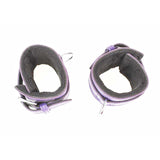 purple leather handcuffs for bondage - leather restraint cuffs
