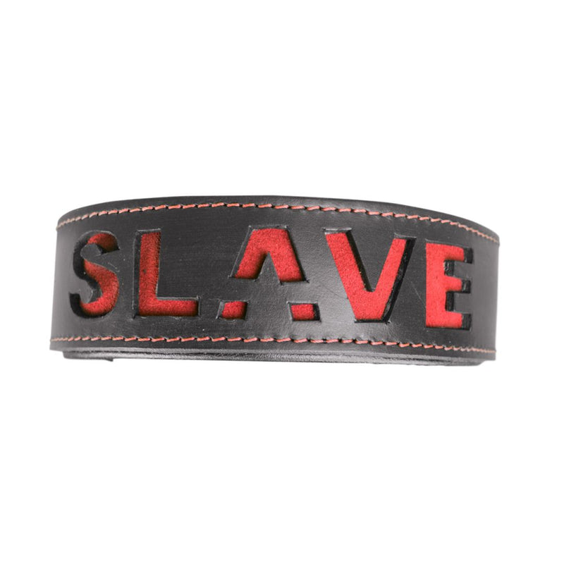 Collar - Leather Slave Collar with reverse - Slut , Bitch, Slave, Pig, Whore (5 options)