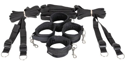 Bondage Kit - Neoprene Bed Cuff Kit Black