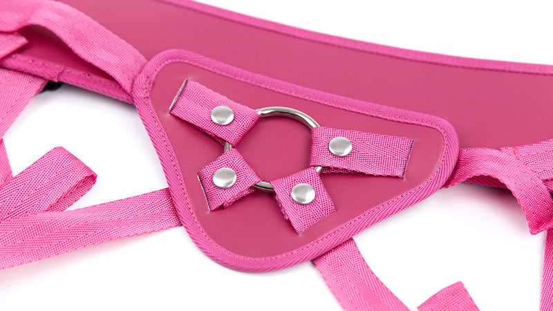Strap On - Harness Vegan Leather  with Corset Style Back - Pink