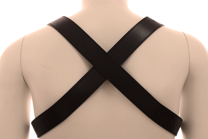 This masculine leather harness looks naughty, rugged, and playful Men's fetish wear