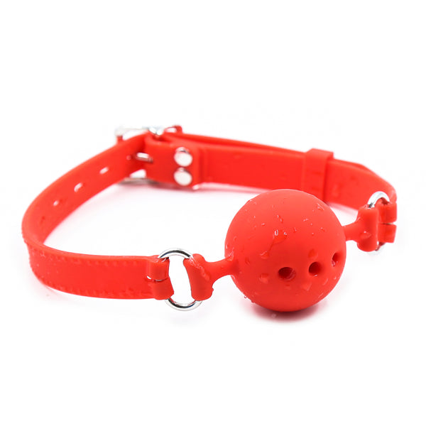 Ball Gag - Red Silicone Breathable Ball Gag - (3 sizes)