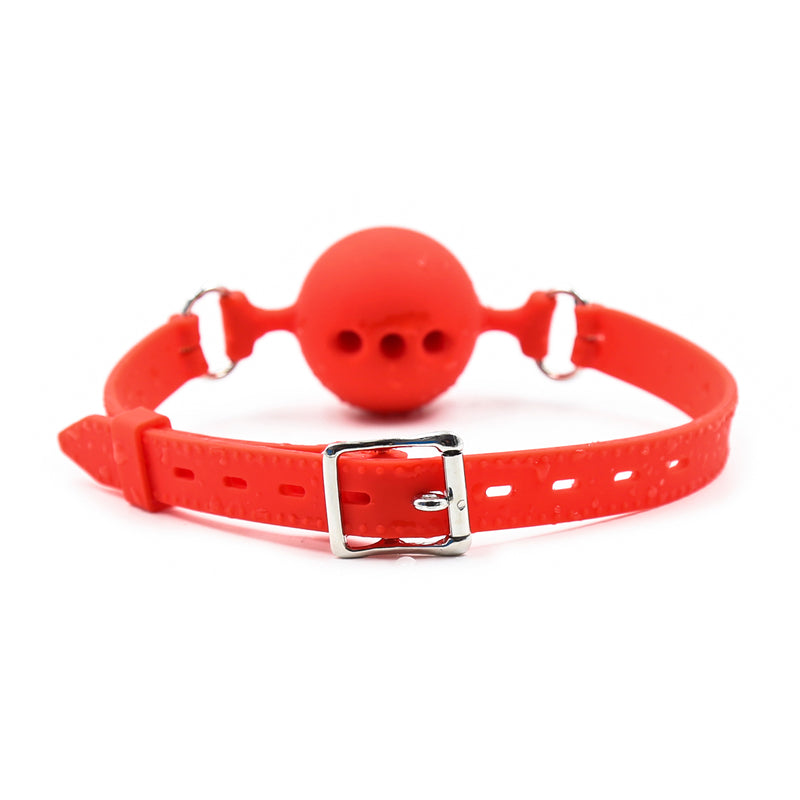 Ball Gag - Red Silicone Breathable Ball Gag - (3 sizes)