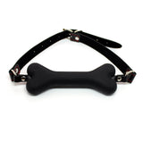 Blk Dog Bone Gag Red Stitching