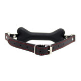 Blk Dog Bone Gag Red Stitching