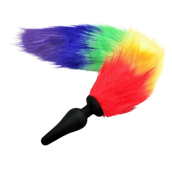 Butt Plug - Fox Tail Rainbow with Silicone Plug-Plug-The Love Zone - Tail butt plug