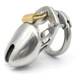 Men's short stainless steel chastity cage
