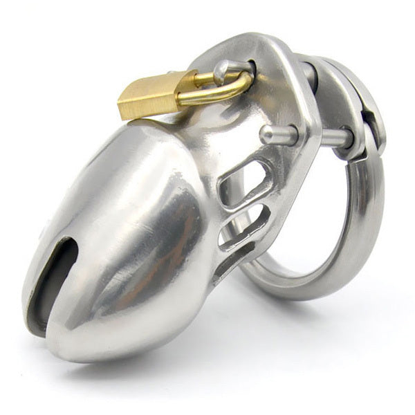 Men's short stainless steel chastity cage