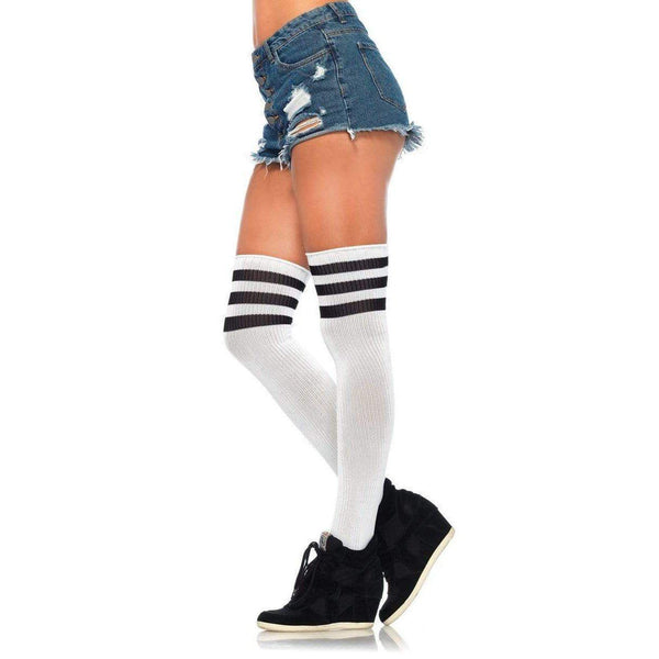 Wht Athlete thi-hi w/3 Stripe-Stockings-The Love Zone