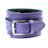 Cuff Wrist - Purple Genuine Leather with Shaved Faux Fur Lining Bondage Handcuff The Love Zone