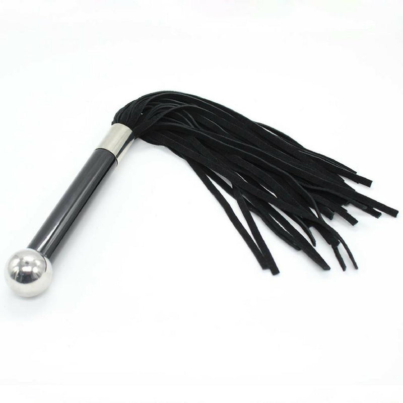 Whip - Leather 16" with Acrylic Handle Black Flogger-FET-The Love Zone