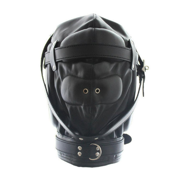 Hood Mask - Padded Locking Hood PU Deprivation Mask-Fetish/Bondage-The Love Zone