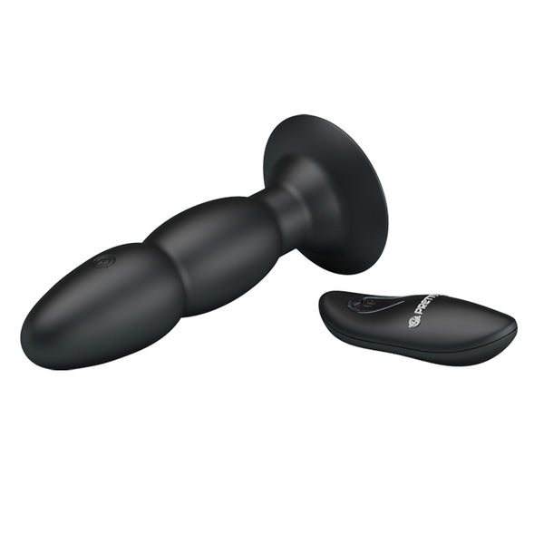 Butt Plug Rimming - Beaded Vibrating Remote-Control Anal Plug