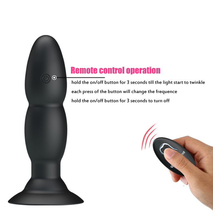 Butt Plug Rimming - Beaded Vibrating Remote-Control Anal Plug