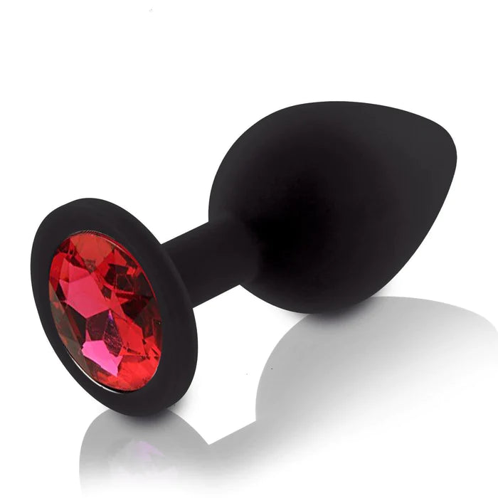 Butt Plug - Small Silicone Anal Plug with Gem (8 Color Options)