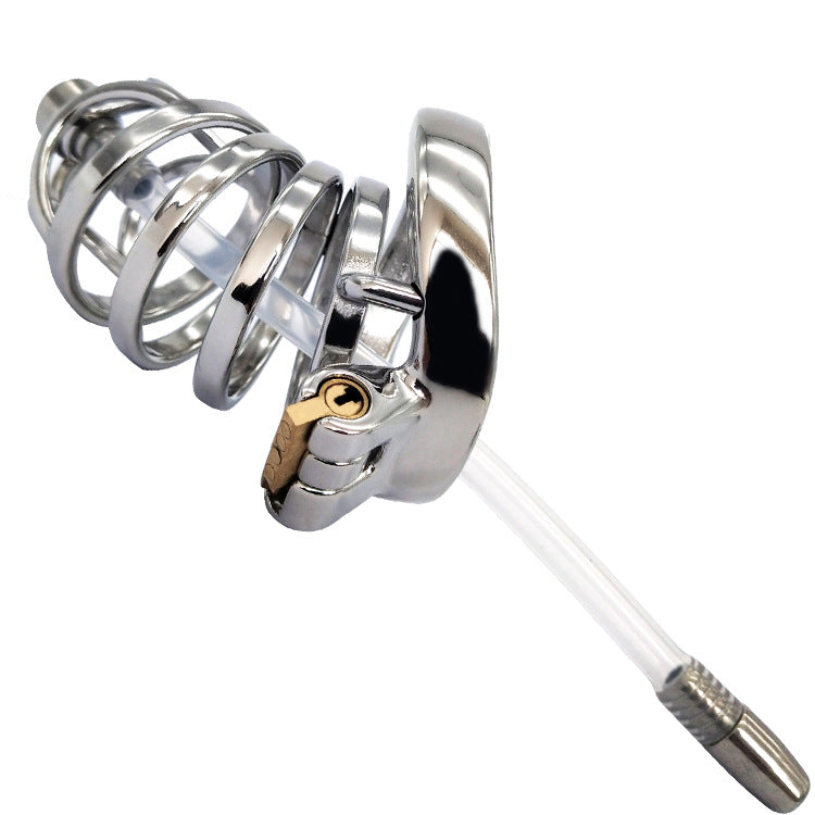 Men's Chastity Cage with Catheter