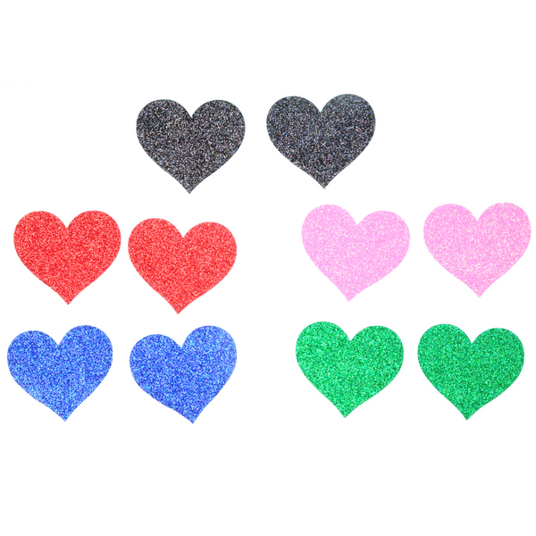Pasties - Glitter Heart Assorted color Nipple Cover 5 pair Pack