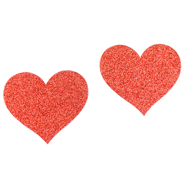 Pasties Glitter Heart 5pk Nipple covers Red