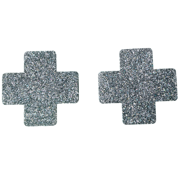 Pasties Large Black Glitter Cross Nipple Covers 5 Pair
