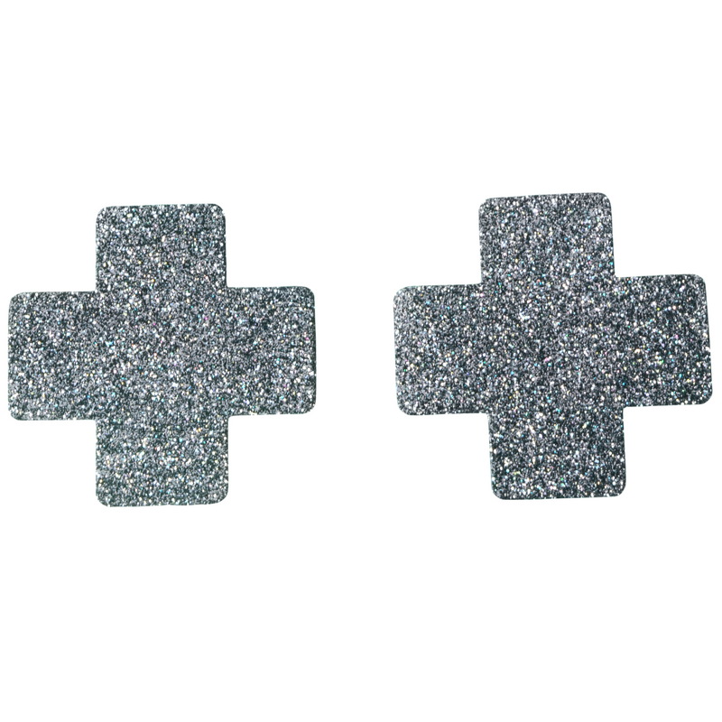 Pasties Large Black Glitter Cross Nipple Covers 5 Pair